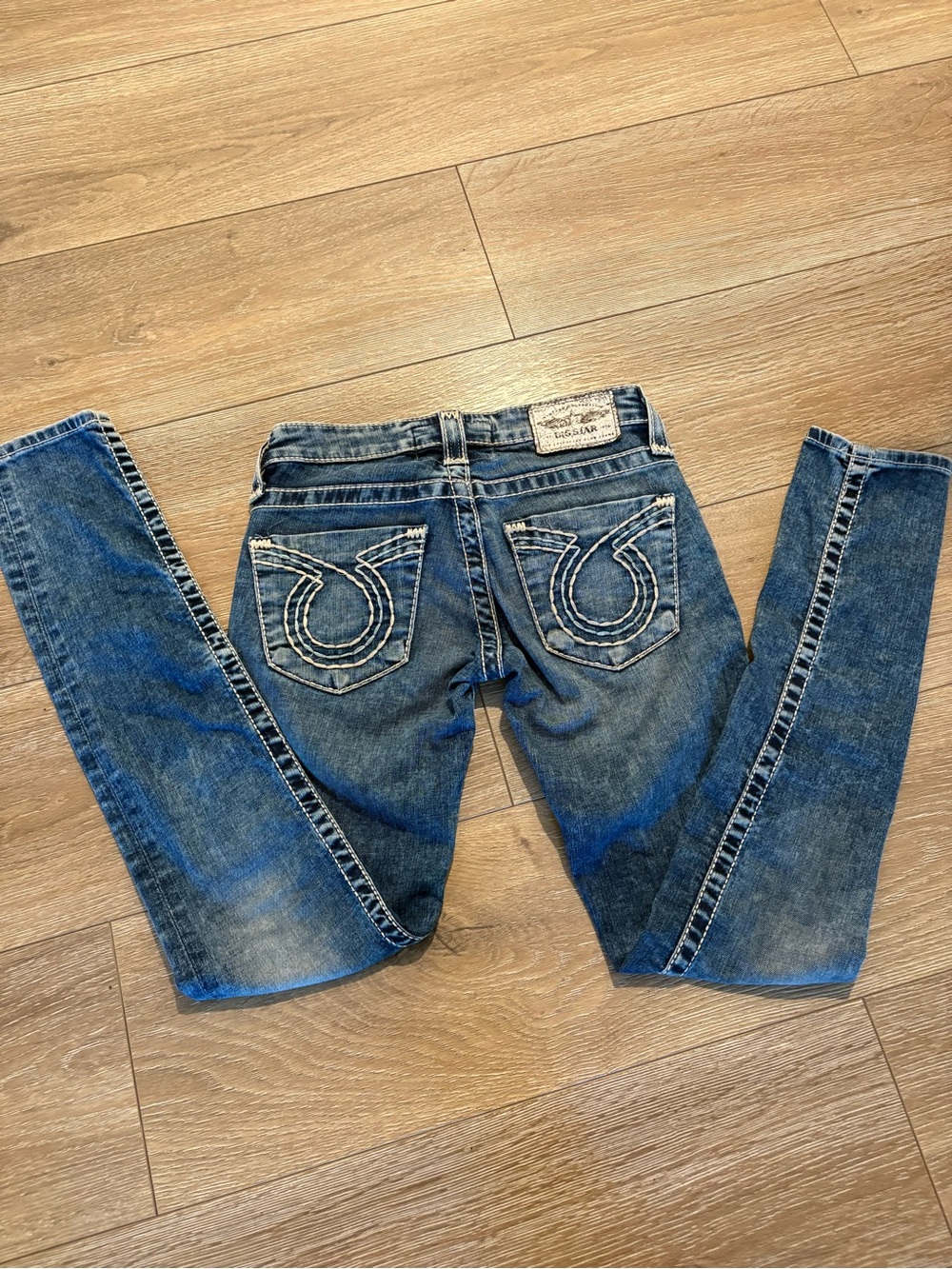 Big Star Women's Skinny Jeans in Washed Blue Denim - Picture 7 of 11